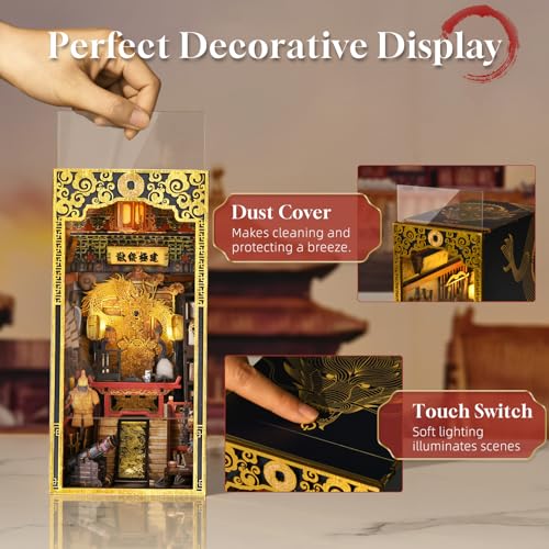 MiniCity Emperor's Study Book Nook Kit, 3D Wooden Bookshelf Puzzle with LED - color: The Emperor's Study