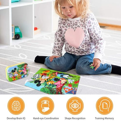 LELEMON Puzzles for Kids Ages 4-6, 60 Piece Puzzles for Kids in Metal Box - color: Cute Animal
