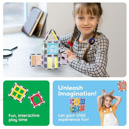 PicassoTiles Window and Door Clip On Magnetic Blocks Magnet Tiles Magnets Building Tile Construction Toy Set STEM Education Toys Learning Kit Stacking Block Playset Boys & Girls Age 3+ PT30 - color: 30 Pcs Window and Door
