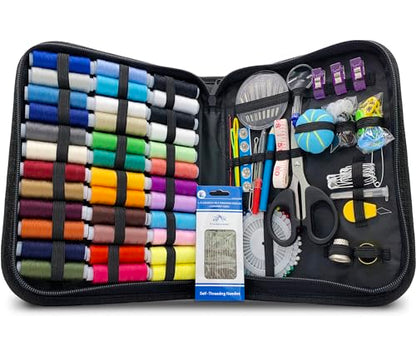 Vellostar Large Sewing Kit for Adults, 150-Piece Set, 36 Colors, 30 Needles - color: Large Black