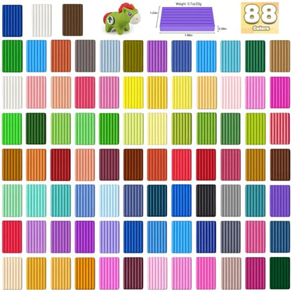 Ixiaoyoo 88 Colors Polymer Clay, Oven Bake DIY Modeling Clay for Kids - color: 88 Colors
