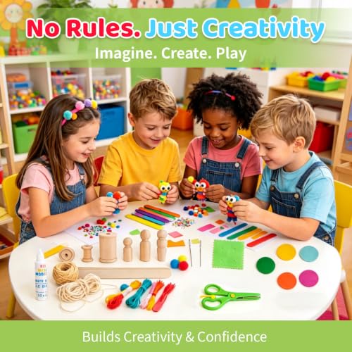 Kid Made Modern Arts and Craft Kit – A DIY 3.8 Pounds of Hobby Craft Supplies & Materials Box for Creative Art Projects for Kids Age 4 5 6 7 8 9 10 11 & 12 Year Old Girls & Boys - color: Creative Essentials Kit