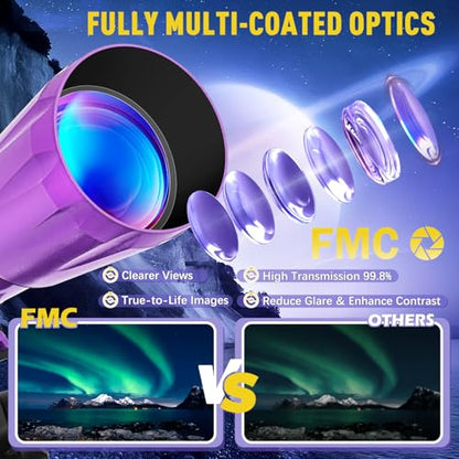 HETEKAN 90mm Aperture 1000mm,Telescope for Adults High Powered, Purple