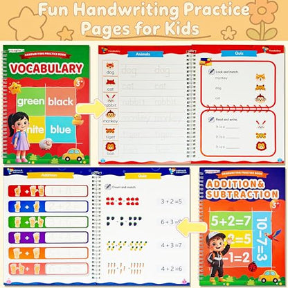 7 Magic Grooved Writing Books, Large Reusable 3D Grooved Writing Practice
