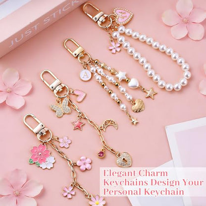 Wurosi Pink 680PCS Keychain Making Kit DIY Crafts, DIY Bag Charm Kit - color: 680 Pcs Pink Keychain Kit