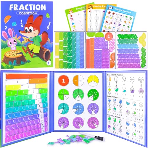 Magnetic Fraction Educational Puzzle Set, Fraction Educational Book for Kid