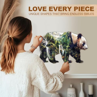 Mountain Panda Puzzles Adults Gifts for Women Men Wooden 150 Pieces 11.6 * 7.6in - color: Mountain Panda, size: Medium