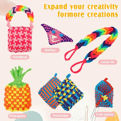 Upgraded Frame Weaving Loom Kit for Kids, Beginner Crochet Kit (224 Loops) - color: Potholder Loom Knitting