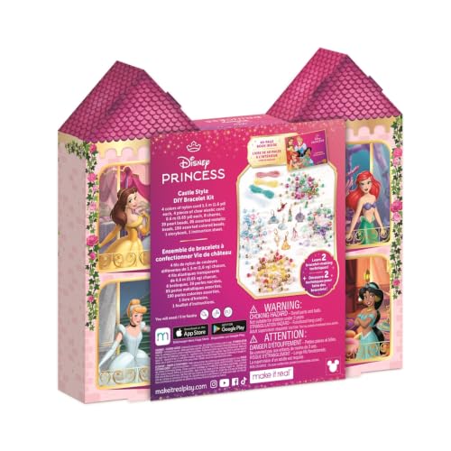 Make It Real: Disney Princess: Castle Style DIY Bracelet Kit - 332 pcs Jewelry Set, Create 12 Bracelets, 8 Exclusive Charms, Girls & Kids Ages 6+