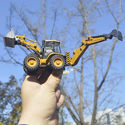 Ailejia Die-cast Backhoe Loader Excavator Truck Toys Heavy Duty Wheeled 1/50 Metal Engineering Vehicle Construction Tractor Model Toy for Boys (Backhoe) - color: Backhoe