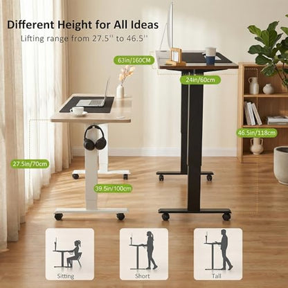 farexon 63x24 Inch Electric Standing Desk with Mouse Pad, Oak Gray - color: Oak Grey, size: 63 x 24''