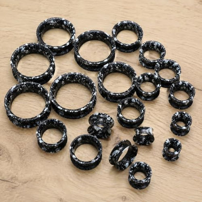 Oyaface 20 PCS Piercing Tunnel Set Soft/Hard Silicone Flesh Ear Plugs 2g-25mm Flexible Ear Stretching Gauge Expander - color: Black&Silver(thin)