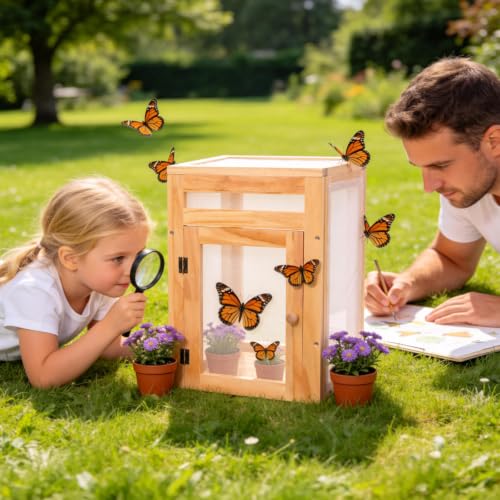 15.7" Butterfly Habitat Cage Kit with Mesh Enclosure,Butterfly Growing Kit