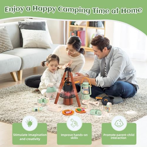 Kids Camping Set,Pretend Play Camping Gear,Ages 3+（26 PCS） - style: Kids Camping Toys Set