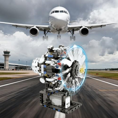 Turbojet Engine Building Set, Aircraft Engine Model kit that Run, Build Your Own Mini Aircraft Model Engine Kit with Motor, STEM Mechanical Physical Science Educational Toys for Kids Adults (558 PCS) - color: Turbojet Engine Building Set
