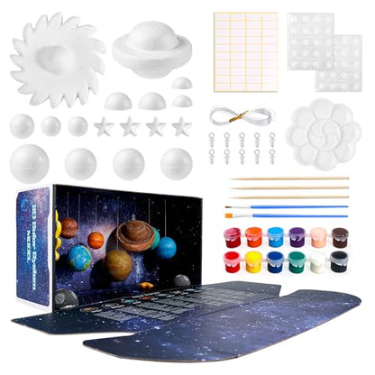 Pllieay 3D Solar System Model, Solar System Project Kit Include Display Box - style: 3D Solar System Model Kit