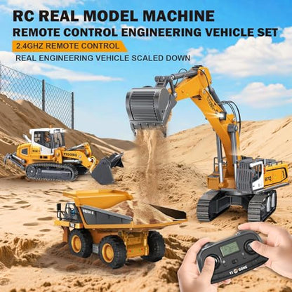 Adult Metal Mini Remote Control Excavator 1:50 ，Features a Lever-Driven Digging System, Comes with Two Batteries and a Carrying case, and is an Ideal Gift for Model Enthusiasts and Children - color: Excavator