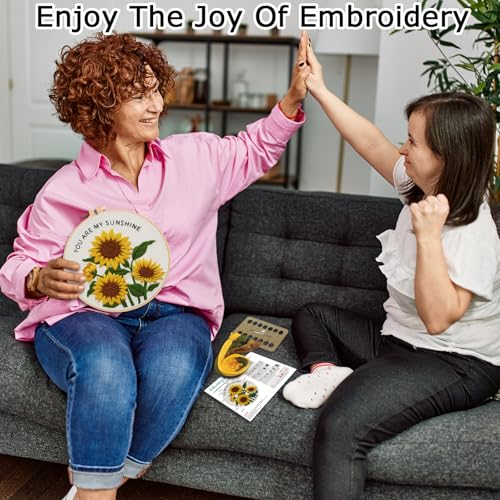 Nuberlic 3 Pack Embroidery Kit for Beginners with Sunflower Pattern - color: Sunflower