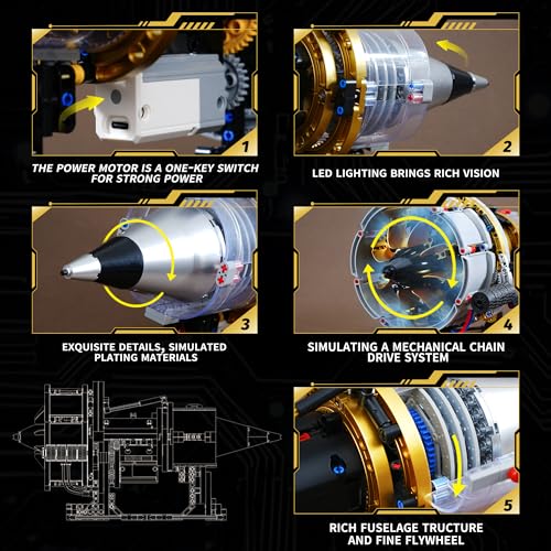 Jet Engine Model Kit that Run App Controlled Building Blocks Set with Motor - size: X-Large