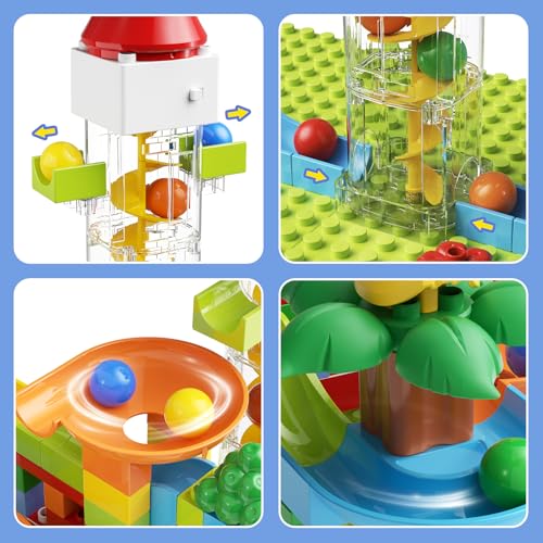burgkidz Marble Run Building Blocks: 90-PCS Motorized Elevator - size: Marble Run Building Blocks: 90 PCS