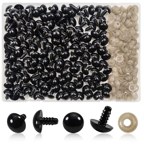 TOAOB 150pcs 16mm Black Plastic Safety Eyes Crafts Safety Eyes with 150pcs Washers for Stuffed Animals Amigurumis Crochet Doll Making - size: 16mm