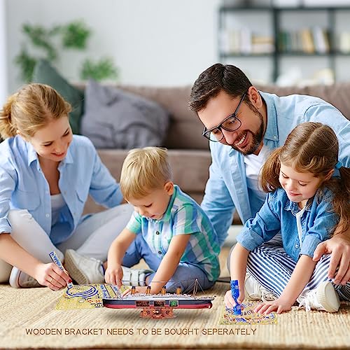 MU 3D Metal Puzzle for Adult Titanic Ship Model Building with LED Lighting, RMS Titanic Ocean Liner Metal Puzzle Model Kits Toys, Watercraft Home Desk Decor, 581pcs