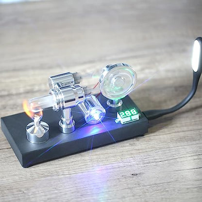 Sunnytech Hot Air Stirling Engine Motor Electricity Generator Educational Colorful LED SC (SC011) - style: SC011