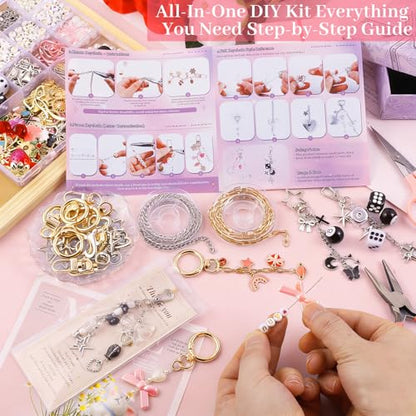 Wurosi 945PCS Bag Charm Kit Gold & Silver,Bag Charm Craft Supplies - color: 945 Pcs Gold+Silver Keychain Kit