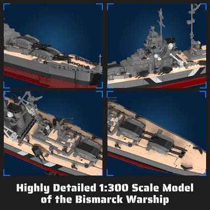 NUTCRACKER Military Building Blocks Set for Adults, 2535 Pcs WWII German Bismarck Battleship Model Kit, 60015 Warship Building Bricks Kit, Collectible Display Gift for Military Enthusiasts
