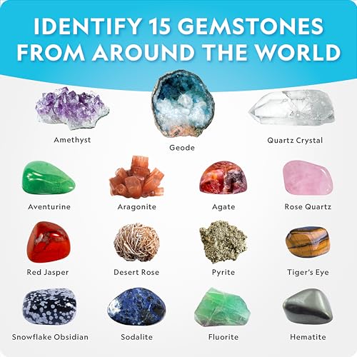 NATIONAL GEOGRAPHIC Mega Gemstone Dig Kit – Dig Up 15 Real Gemstones and Crystals, Science Kit for Kids, Gem Digging Kit, Gift for Girls and Boys, Mining Kit, Rock Collection - style: 15 Stunning Gems