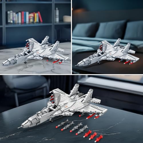 Reobrix J-15 Fighter Jet Building Set, 1066 PCS Military Airplane Model Kit for Adults & Teens 14+, Carrier-Based Aircraft Building Blocks with Foldable Wings, Missiles & Openable Cockpit - color: J-15