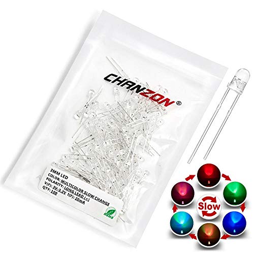 CHANZON 100 pcs 3mm RGB Multicolor Slow Blinking Dynamics LED Diode Lights - color: M) Slow Flash, size: 3mm Round Top