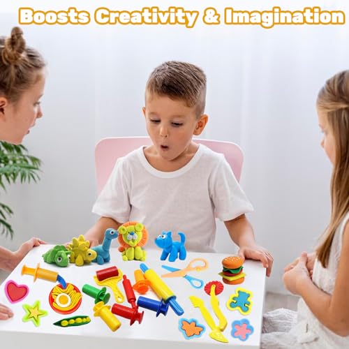 Dough Tools for Kids, 24 Pieces Dough Play Tools Set with Rolling Pins,Cutters,Dough Extruders,Scissor - style: 24 pcs