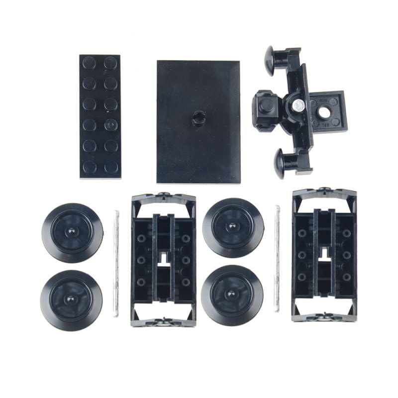 MOC City Creative Building Set – Train Base Wheels, Low-Loader Truck & Railway Tracks DIY Kit (Compatible with Technical Parts 92339, 92088, 4025) (2PCS Train Base) - style: 2PCS Train Base