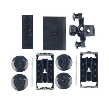 MOC City Creative Building Set – Train Base Wheels, Low-Loader Truck & Railway Tracks DIY Kit (Compatible with Technical Parts 92339, 92088, 4025) (2PCS Train Base) - style: 2PCS Train Base