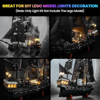 Upgraded Led Light Kit Compatible with Lego Captain Jack Sparrow's Pirate Ship Building Set, RC Version Compatible with Lego 10365 (Model Not Included) - style: Remote Version