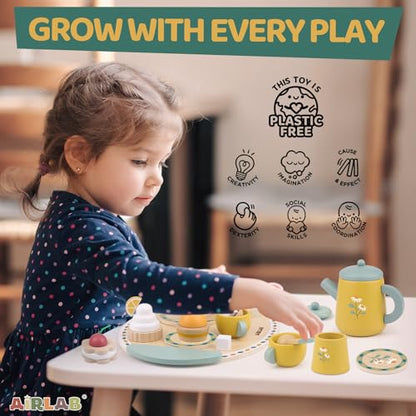 Tea Sets for 3-5 Girl Birthday Gift 3 Year Old Princess Party - color: Yellow