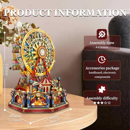 Book Nook Kit DIY Miniature House 3D Wooden Puzzle - Century Ferris Wheel - color: Century Ferris Wheel