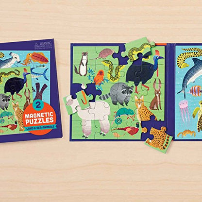 Mudpuppy - Land & Sea Animals - Set of Two 20 Piece Magnetic Puzzles - style: Land & Sea Animals
