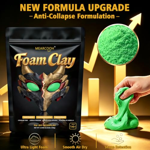 MEARCOOH Modeling air Dry Foam Clay Green Cosplay Magic Clay 100g (3.53oz) - color: Green, size: 100g
