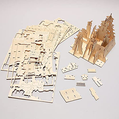 Himeji Castle Wooden Architecture 3D Puzzle - Fun DIY Wood Craft Kits - Ideal Gift for Birthdays and Party Favors - style: Himeji Castle