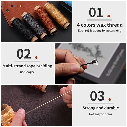 Leather Sewing Kit Leather Stitching Kit with Sewing Awl Waxed Thread - color: Multicolor - Standard