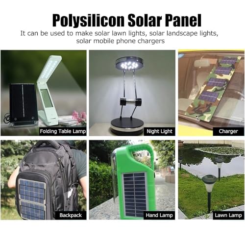 5Pcs 5V 150mA Solar Panel Modules Polycrystalline Silicon Weatherproof Charging Panels with 30cm Wires for DIY Solar Lights/Chargers