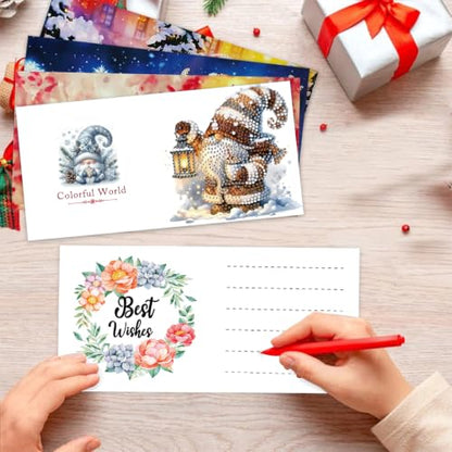 DDGYP 6pk Gnomes Diamond Art Cards w/Envelopes, DIY Xmas Kit for Adults - color: Dwarf 3