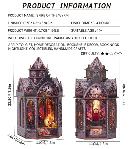 Spilay DIY Miniature House Kit for Adults, Miniature Dollhouse Kit - color: Spire of the Wyrm