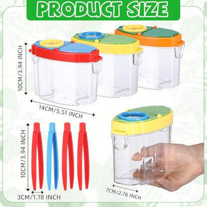 Halloscume 3 Pcs Bug Catchers for Kids Collection Viewer for Kids Critter Insect Cage Bug Tweezer Magnifying Insect Box Magnifier Container Butterfly Catcher Cage, Science Nature Exploration Tools