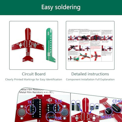 YYSOLDER Illuminated aeroplane soldering practice kit Fun and interesting soldering practice project for soldering enthusiasts STEM Education Father's Day Gift