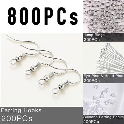 800PCs Fish Hooks & Pins, Earring Making Kit (Fish Hook Silver) - color: Fish Hook Silver (800pcs)
