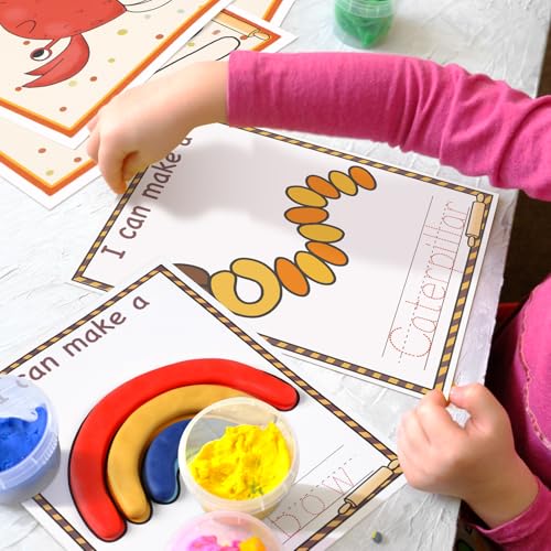 Ireer 36 Pcs Number Dough Mats for Kids Activity Card for Clay - style: Number