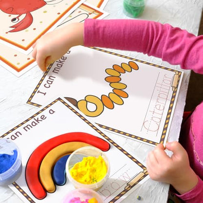 Ireer 36 Pcs Number Dough Mats for Kids Activity Card for Clay - style: Number